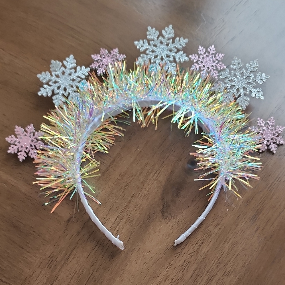 Sparkle Snowflake Headband - White & Pink